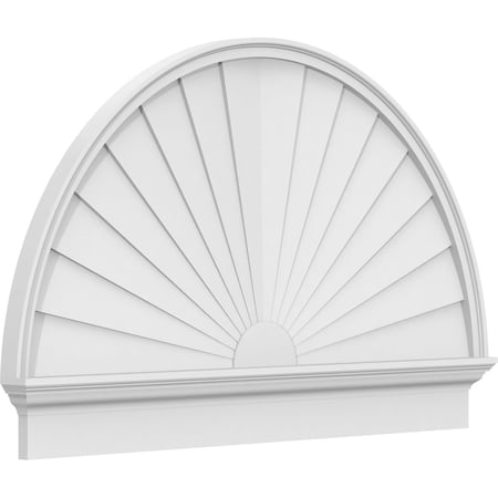 Ekena Millwork Half Round Sunburst Architectural Grade PVC Combination Pediment, 50"W x 31-3/4"H x 2-3/4"P PEDPC050X320HRO01